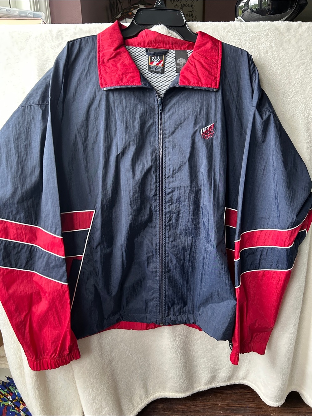 Vintage JCPENNEY USA Olympic Colorblock Windbreaker Jacket - Navy & Red